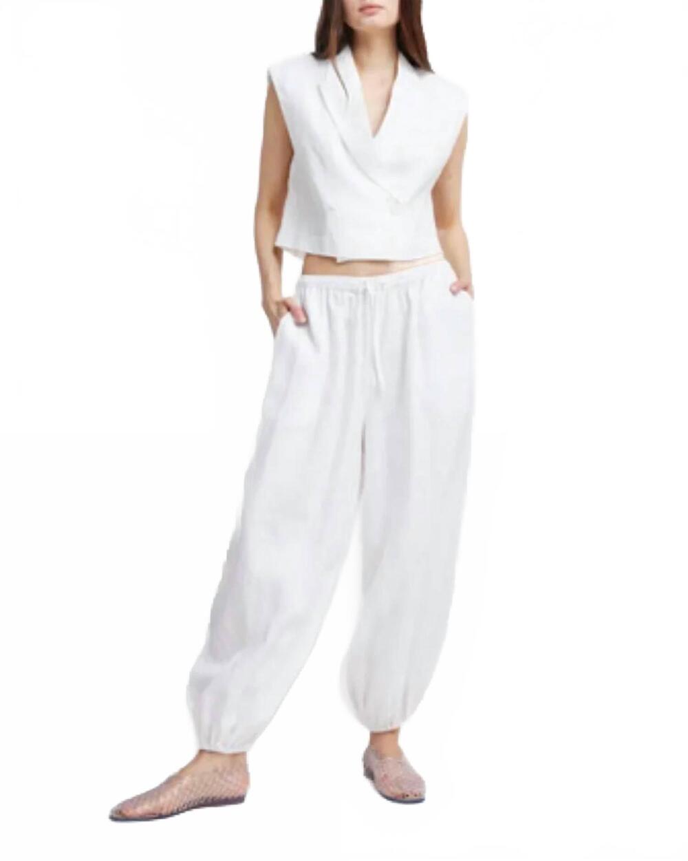 NEW SELF CONTRAST billy balloon pants in white